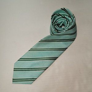 Vesuvio Napoli in‎ Italy Mens Tie Aqua Mint Green Striped Polyester Office